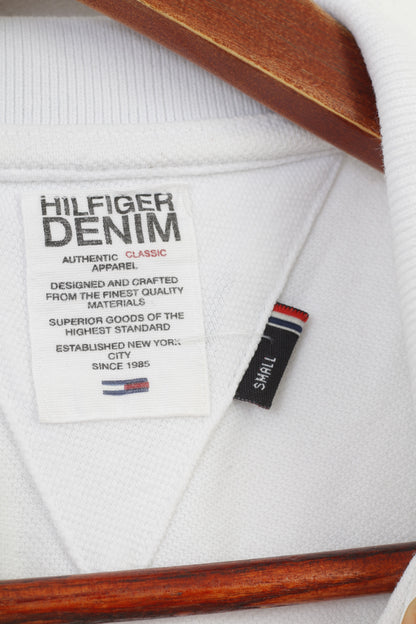 Polo Hilfiger Denim da uomo S Maglietta a maniche corte in denim di cotone sportivo bianco