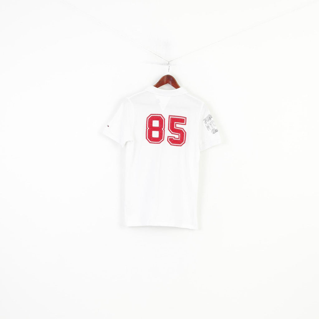 Hilfiger Denim Men S Polo Shirt White Sport Cotton Denim Short Sleeve Top