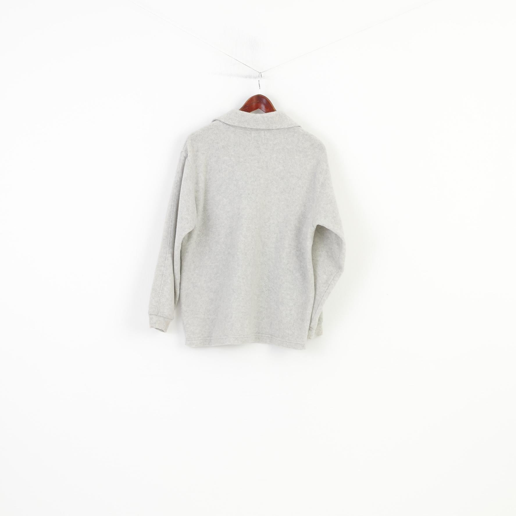 Etirel Homme M Sweat Gris Pull Col Zippé Polaire Col Sport Haut Vintage