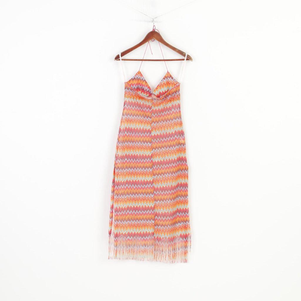 Sisters Point Women S M Midi Dress Mesh Multi Color Summer Beach Halter Neck Cut