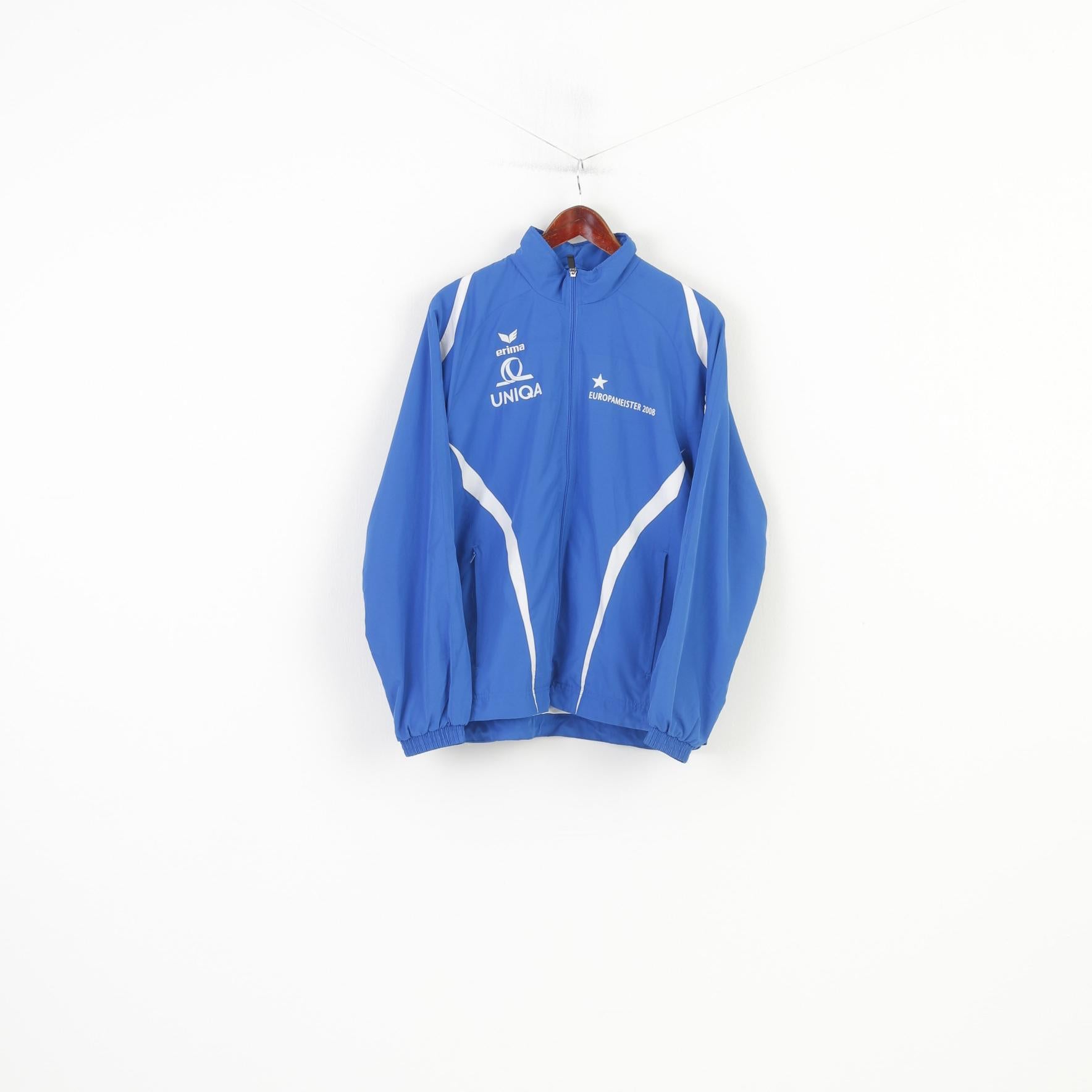 Erima Men 40 42 M Jacket Full Zipper Lightweight Uniqa Blue Sportswear  Europameister 2008 Vintage Top