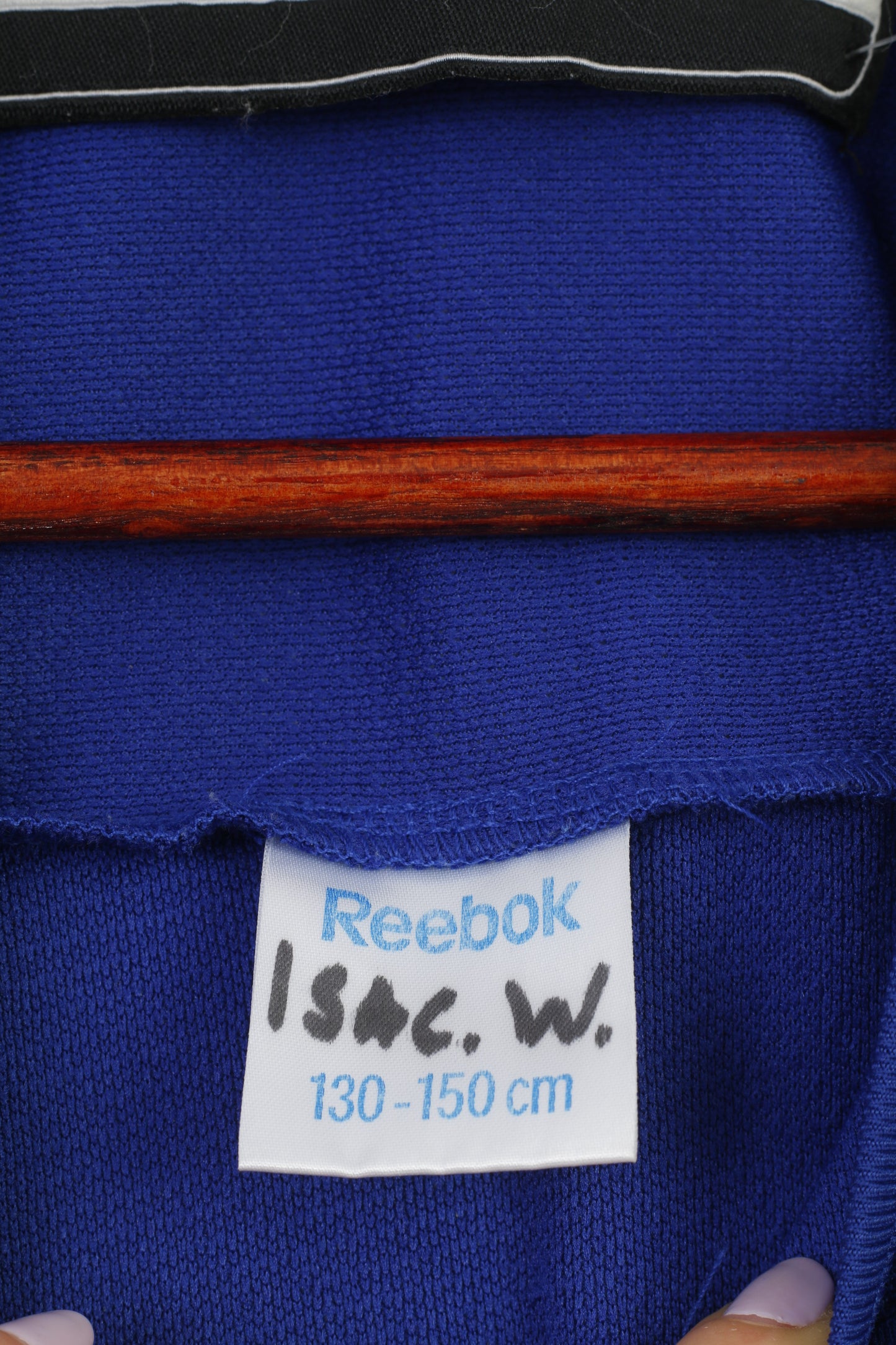 Maglia Reebok da ragazzo 130 150 cm Navy Bandyskolan Football V Neck Training Vintage Jersey Top