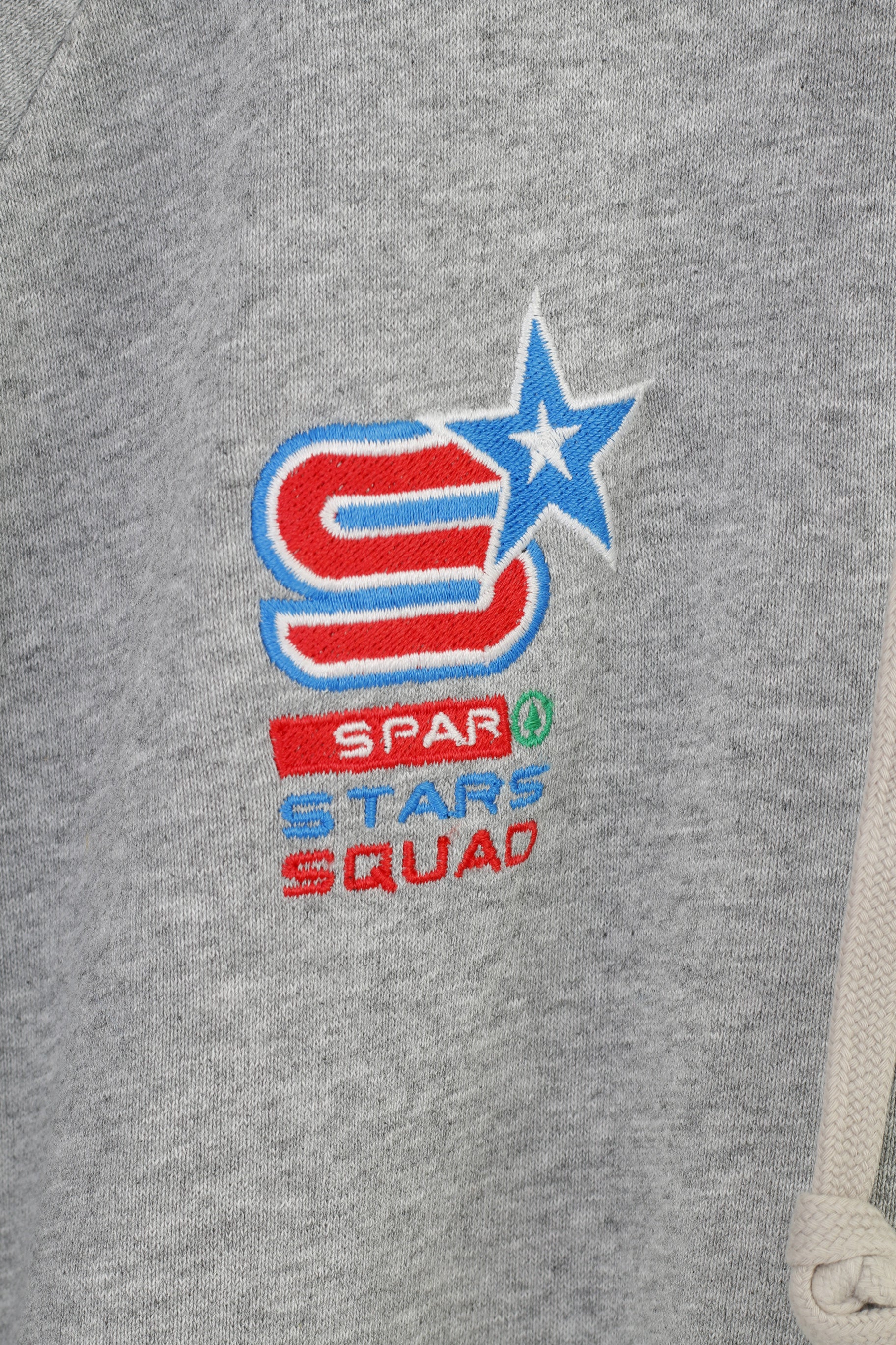 Adidas Men L Sweatshirt Grey Cotton Spar Stars Squad Hoodie Full Zipper Vintage Top