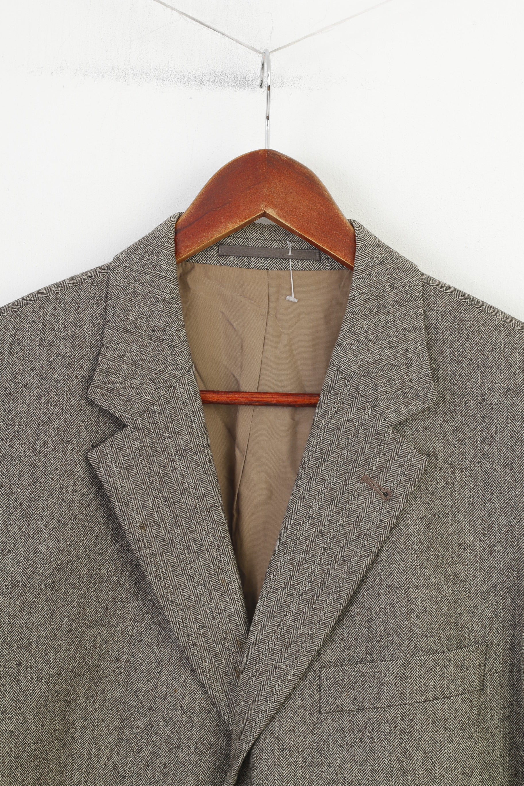 Hugo Boss Men 102 40 Blazer Vintage Brown Wool Loro Piana Classic Breasted Vintage Jacket