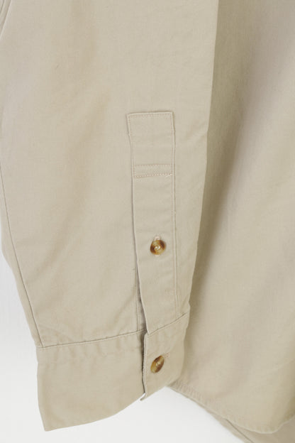 Levi's Uomo M Camicia casual Top classico in cotone beige con bottoni dettagliati a maniche lunghe