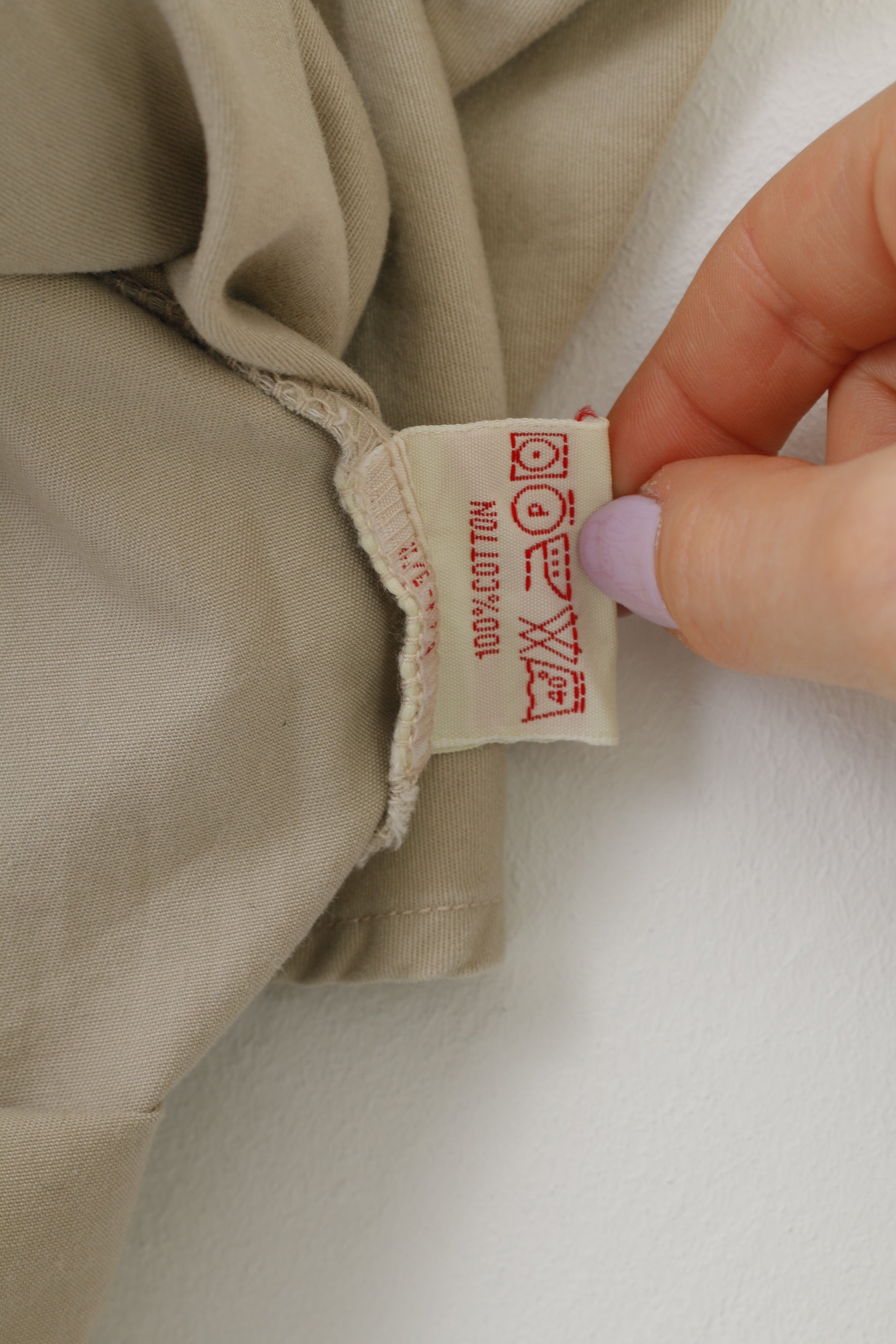 Levi's Men M Casual Shirt Beige Cotton Detailed Buttons Long Sleeve Collar Classic Top