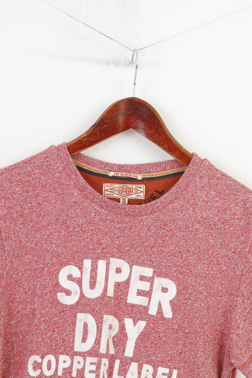 Superdry Men S T-Shirt Crew Neck Red  Detailers Cotton Vintage Top