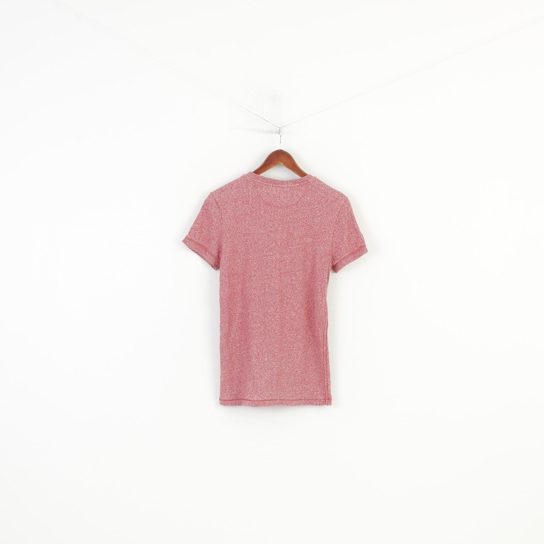 Superdry Men S T-Shirt Crew Neck Red  Detailers Cotton Vintage Top