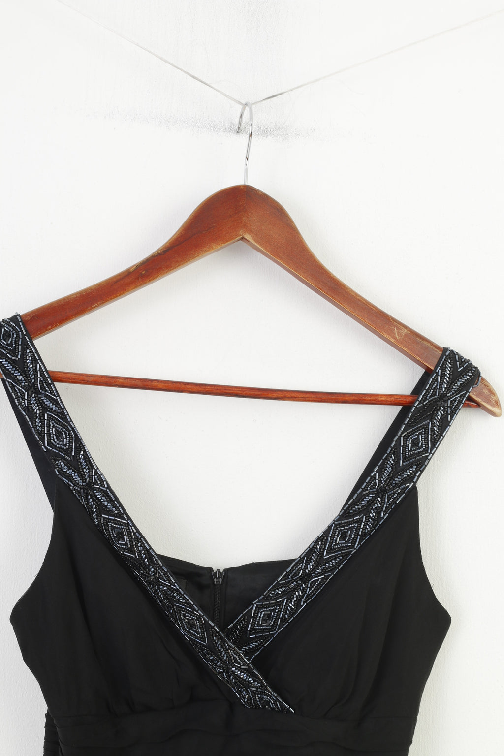 Donna Ricco New York Women 6 XS Midi Dress Black Sleeveless Silk Sequins