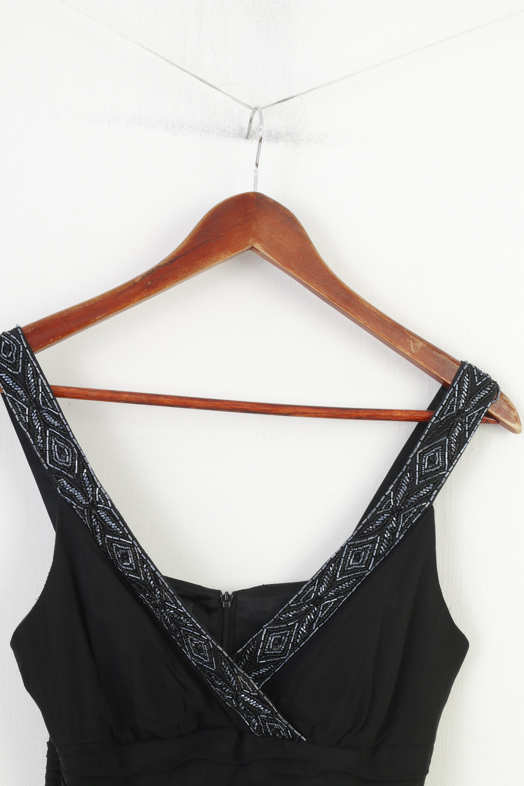 Donna Ricco New York Femme 6 XS Robe Midi Noir Sans Manches En Soie Paillettes 