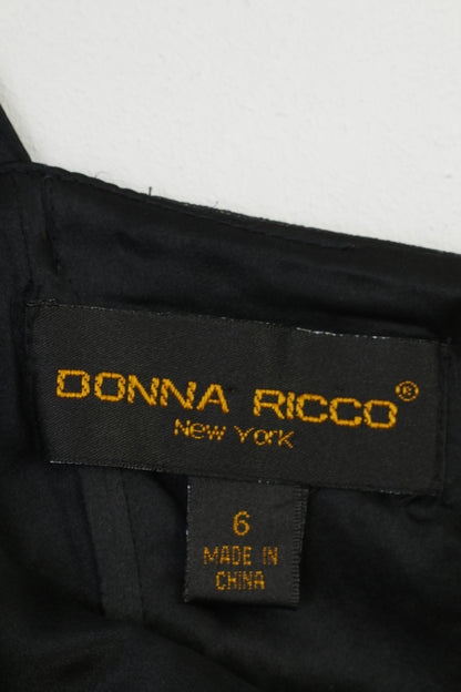 Donna Ricco New York Women 6 XS Abito longuette nero senza maniche in seta con paillettes 