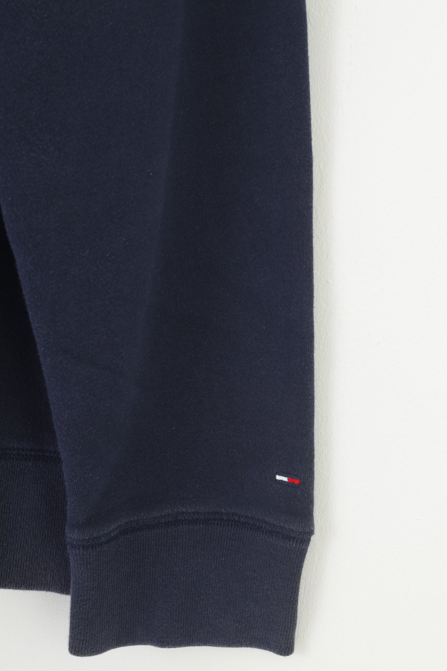 Hilfiger Denim Men M Sweatshirt Navy Cotton Full Zipper  Vintage  Top