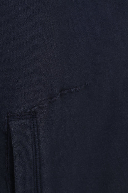 Hilfiger Denim Men M Sweatshirt Navy Cotton Full Zipper  Vintage  Top