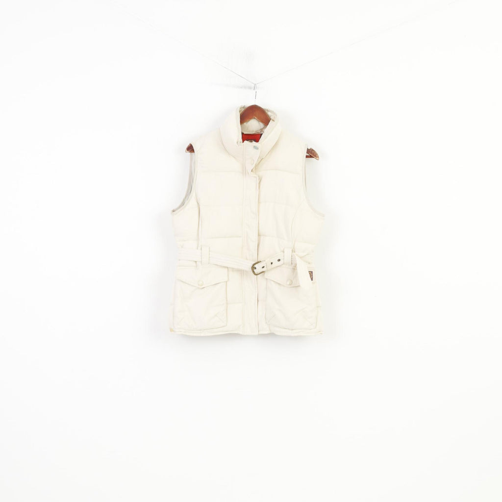 Tom Joule Women 16 XL Vest Cream Padded Belt  Bodywarmer Padded Full Zipper Nylon Vintage Top