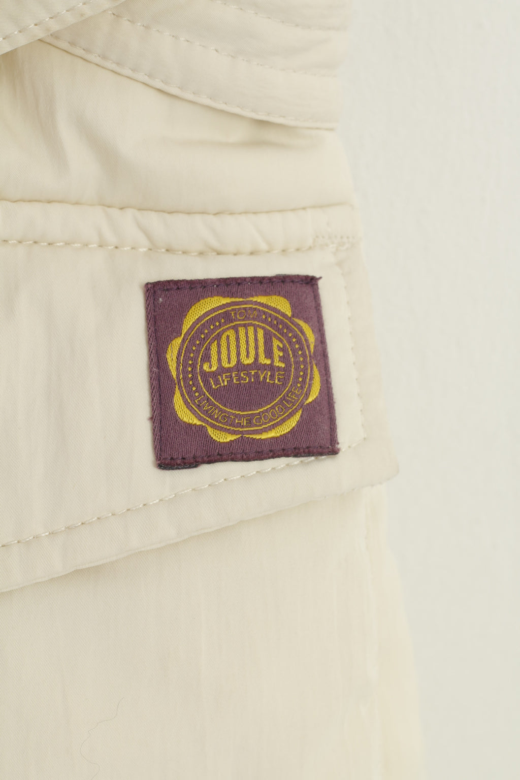 Tom Joule Women 16 XL Vest Cream Padded Belt  Bodywarmer Padded Full Zipper Nylon Vintage Top