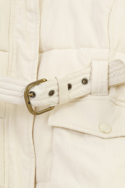 Tom Joule Women 16 XL Vest Cream Padded Belt  Bodywarmer Padded Full Zipper Nylon Vintage Top