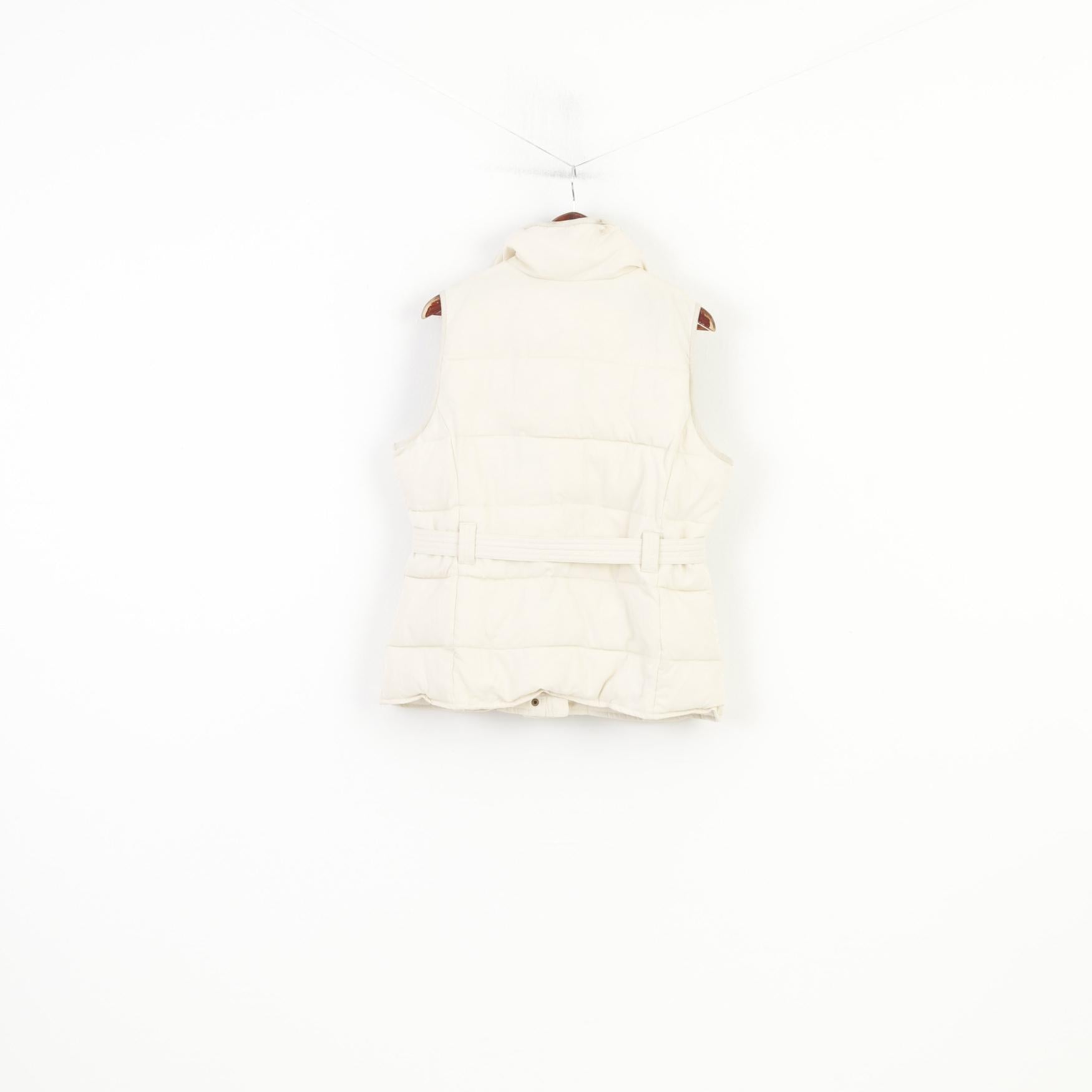 Tom Joule Women 16 XL Vest Cream Padded Belt  Bodywarmer Padded Full Zipper Nylon Vintage Top