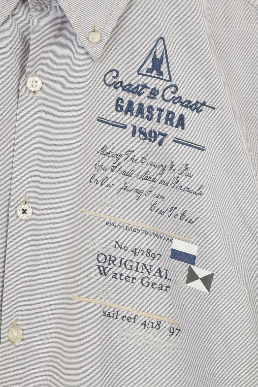 Gaastra Men L Casual Shirt Long Sleeve Striped Buttons Collar Cotton White Classic Top