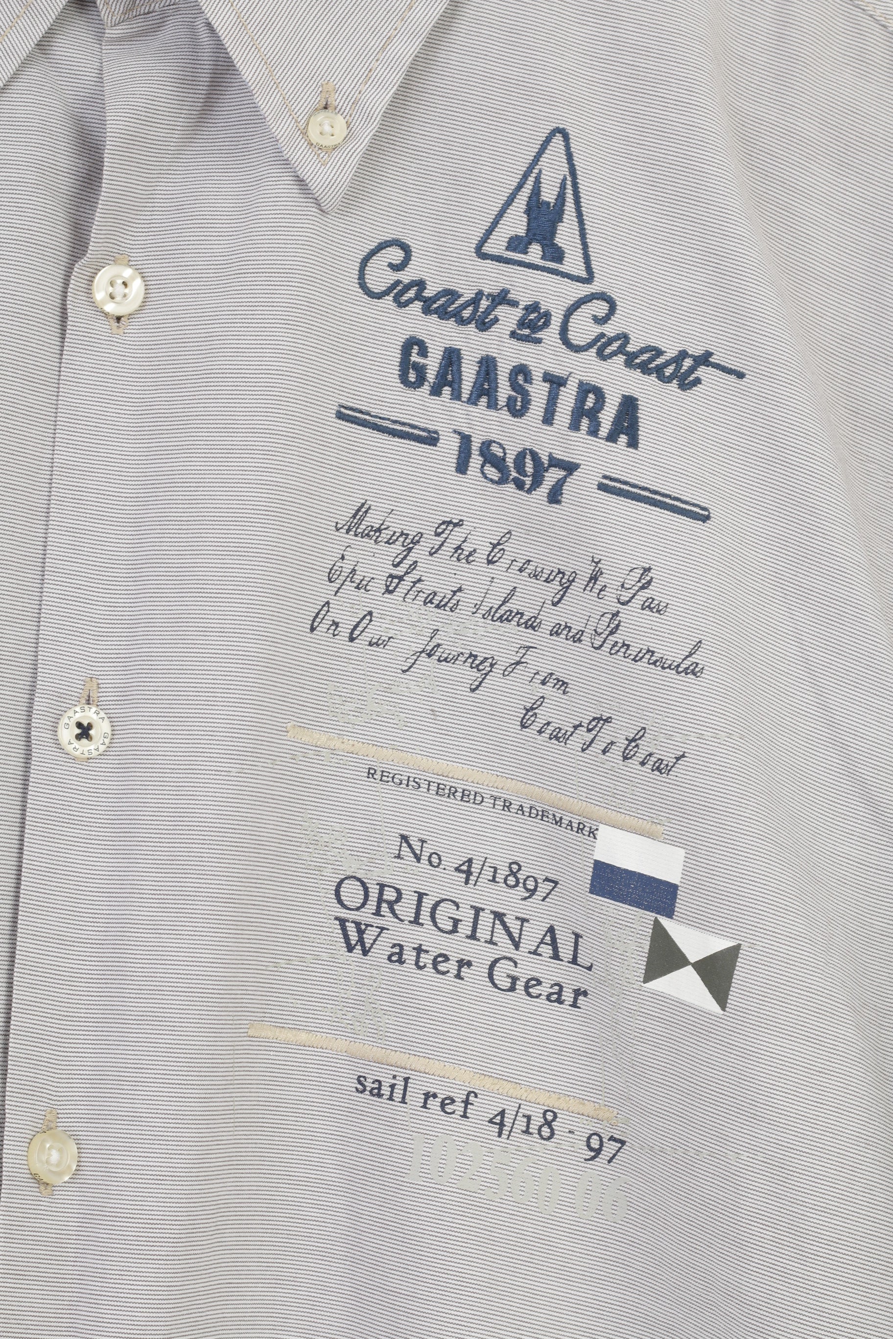 Gaastra Men L Casual Shirt Long Sleeve Striped Buttons Collar Cotton White Classic Top