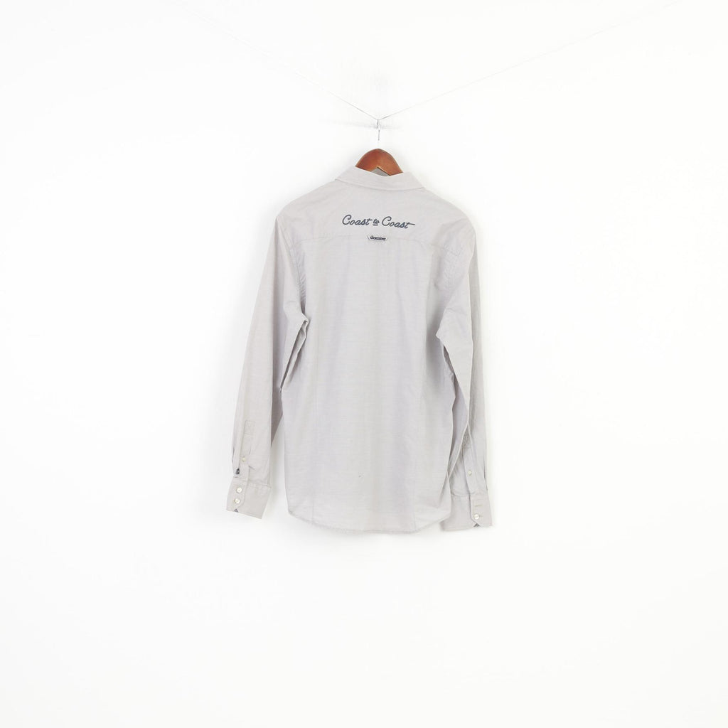 Gaastra Men L Casual Shirt Long Sleeve Striped Buttons Collar Cotton White Classic Top