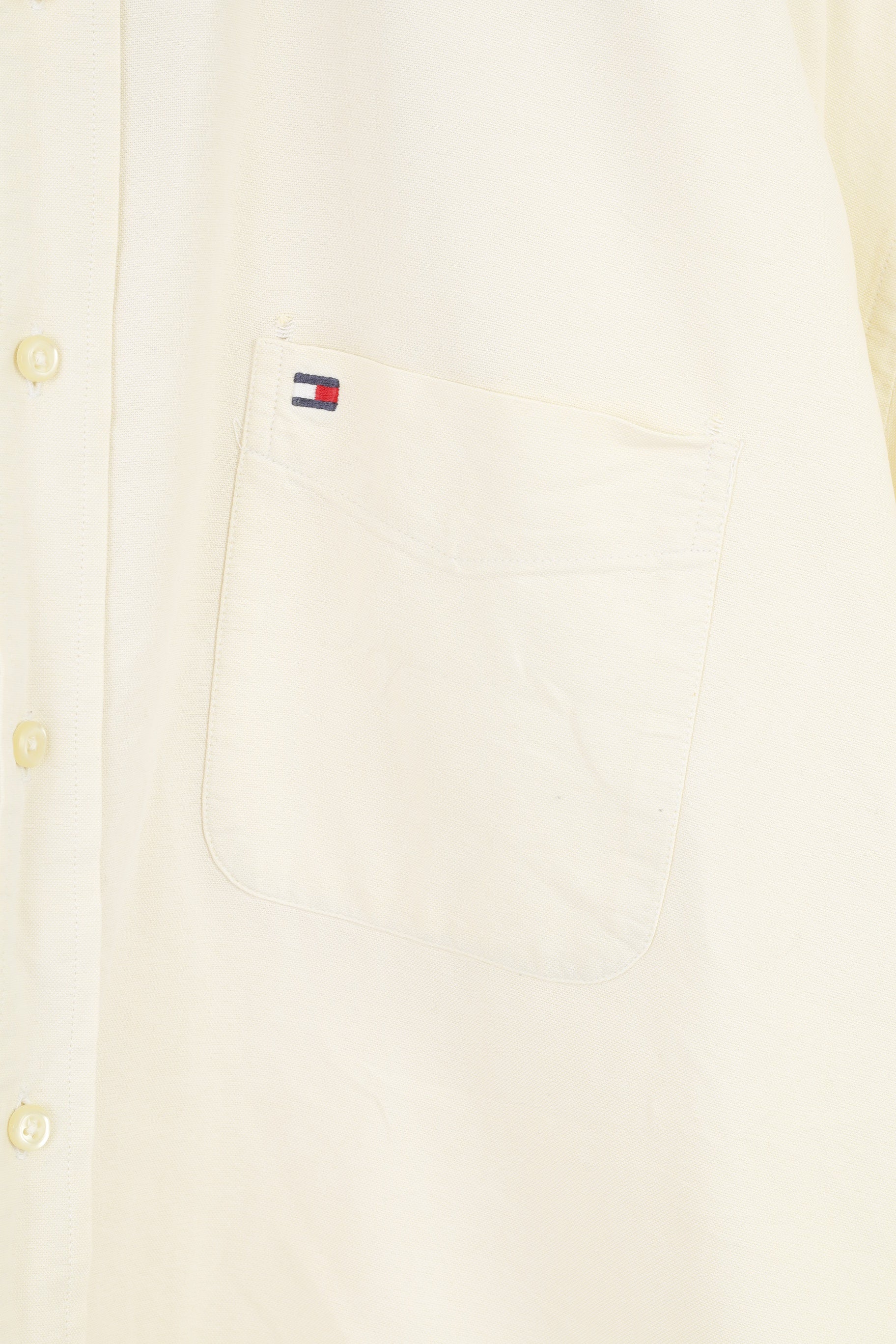 Tommy Hilfiger Men XL Casual Shirt Yellow Short Sleeve Classic Cotton Top