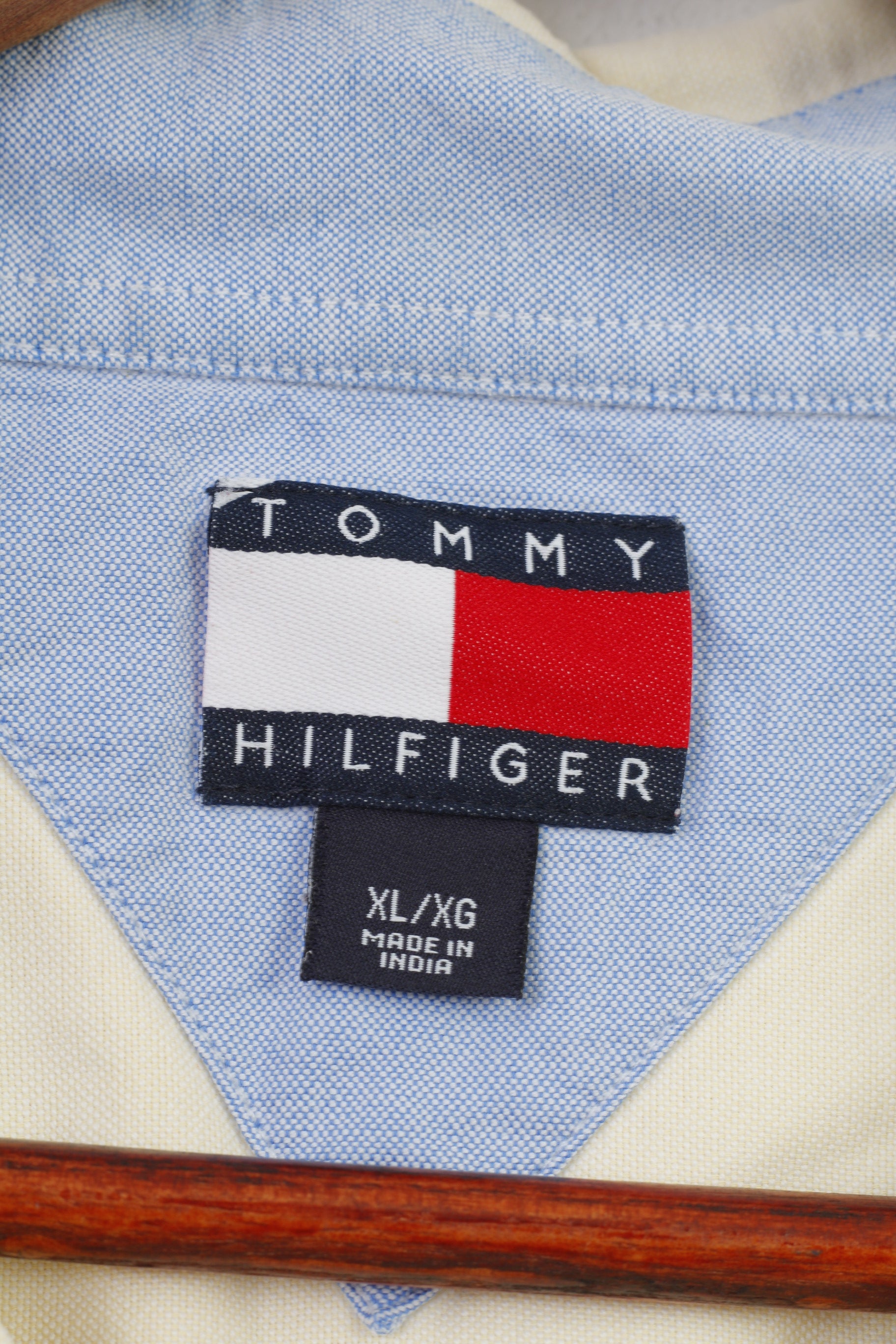 Tommy Hilfiger Men XL Casual Shirt Yellow Short Sleeve Classic Cotton Top