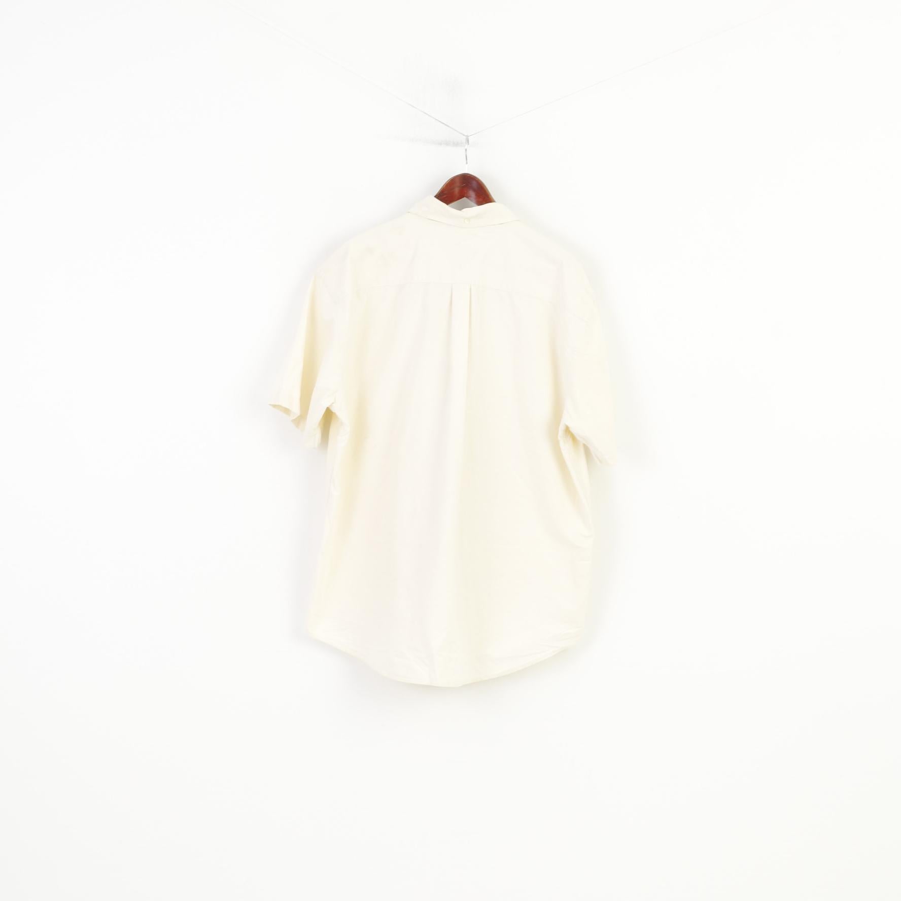 Tommy Hilfiger Men XL Casual Shirt Yellow Short Sleeve Classic Cotton Top