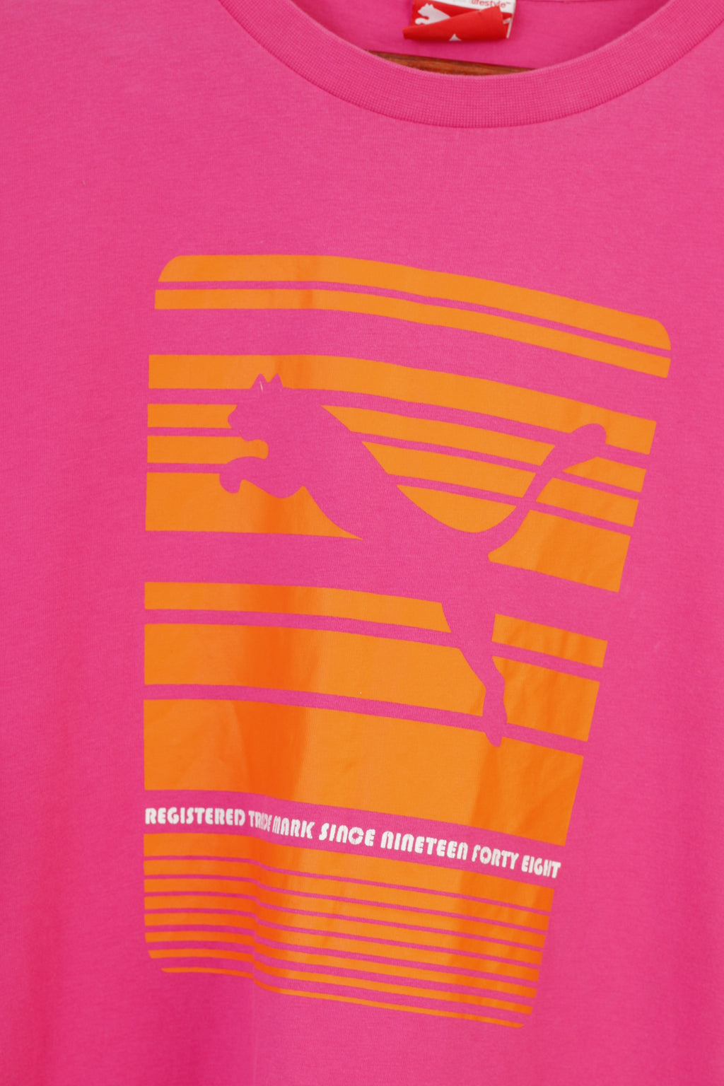 T-shirt PUMA XL da uomo, top sportivo con logo grafico arancione in cotone rosa 