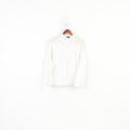 Faded Glory Women M Casual Shirt Blouse Cotton White Shiny Bottoms Vintage Frills Top