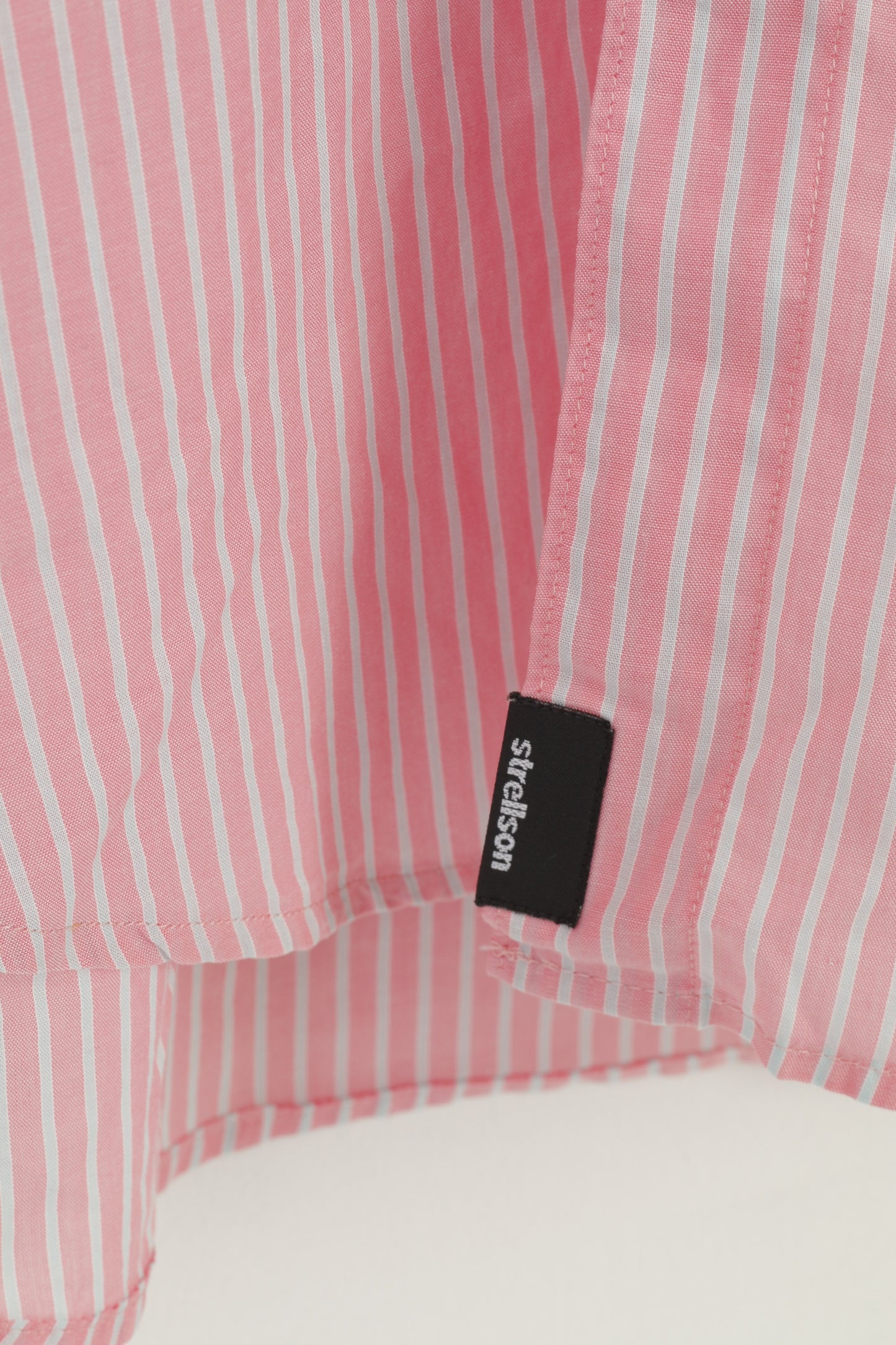 Strellson Uomo 40 15 3/4 Camicia casual Top a maniche corte in cotone a righe rosa