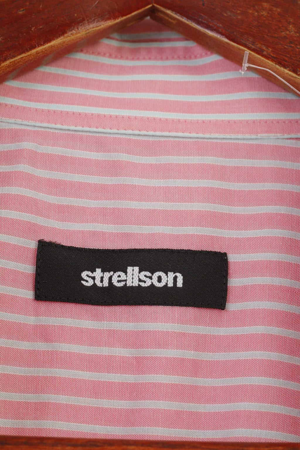 Strellson Men 40 15 3/4 Casual Shirt Pink Striped Cotton Short Sleeve Top