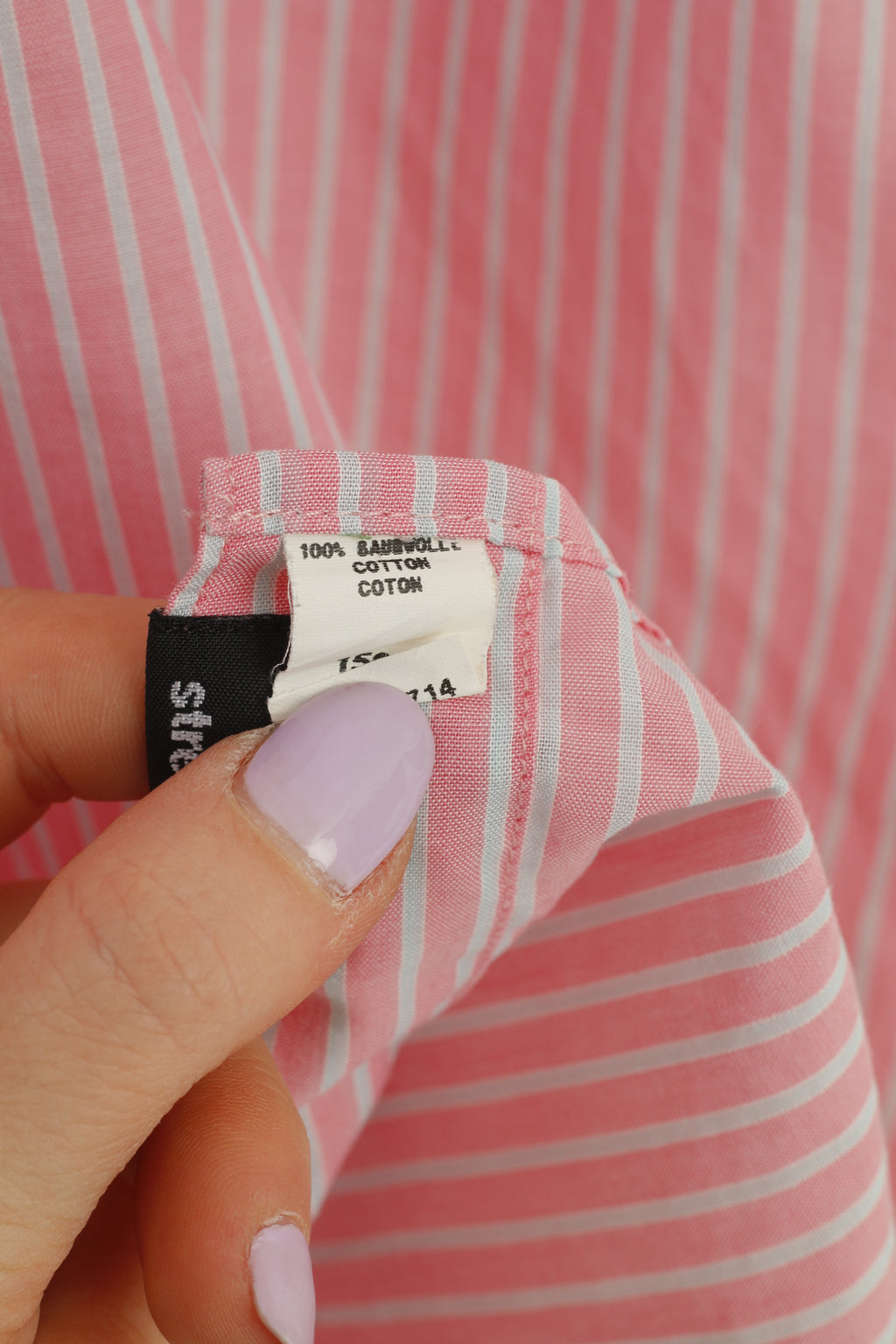 Strellson Men 40 15 3/4 Casual Shirt Pink Striped Cotton Short Sleeve Top