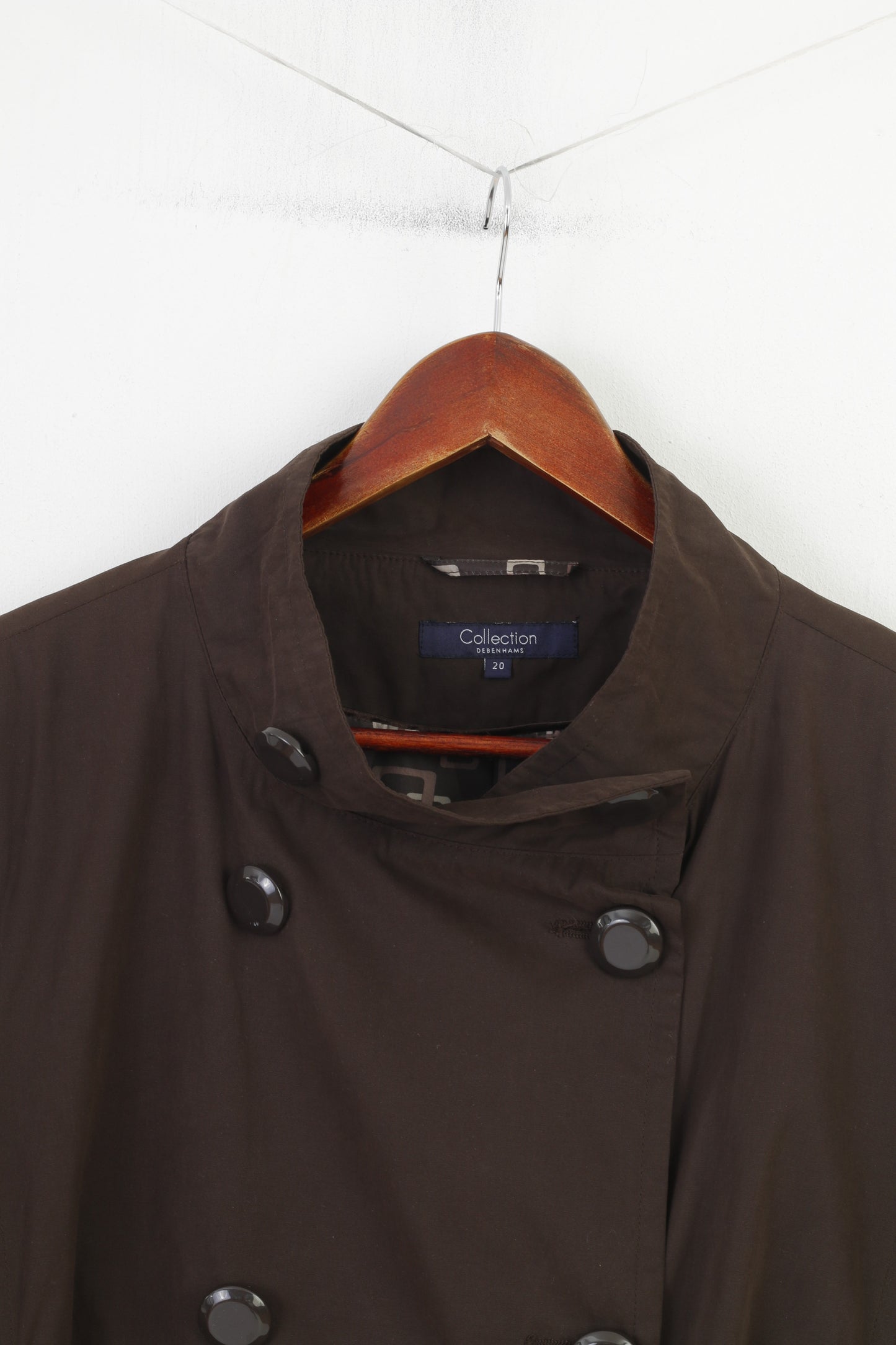 Collection Debenhams femmes 20 XXL manteau marron doux Nylon Double boutonnage Trench Vintage bas haut