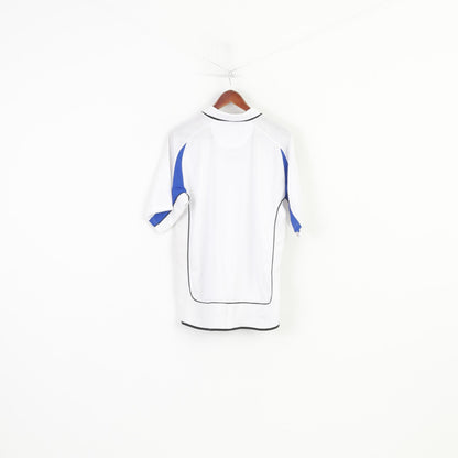 Umbro Men L Polo Shirt White Training V Neck Activewear Training Jersey Top