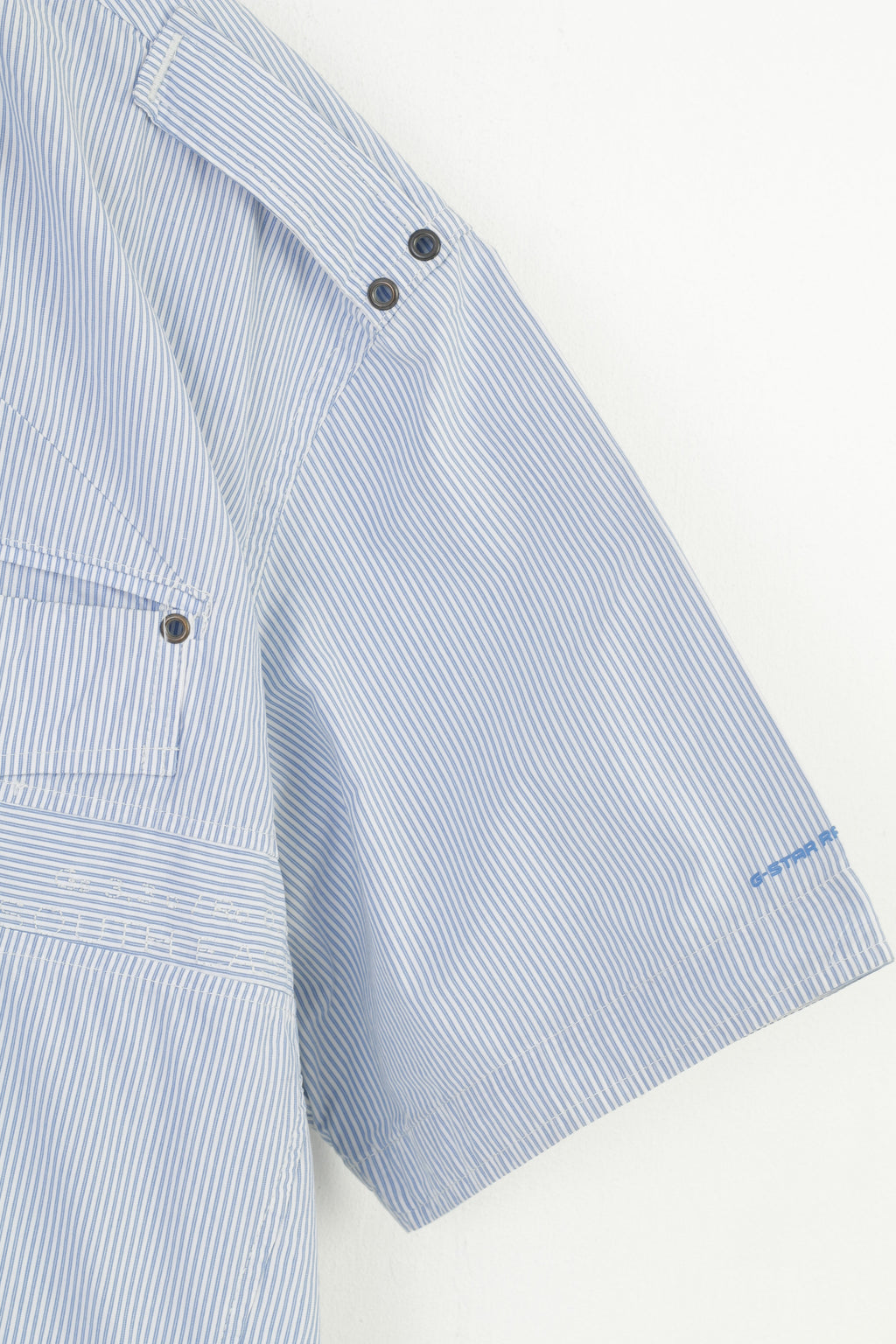 Camicia casual G-Star Raw da uomo XXL (XL) Top a maniche corte a righe con tasca in cotone blu