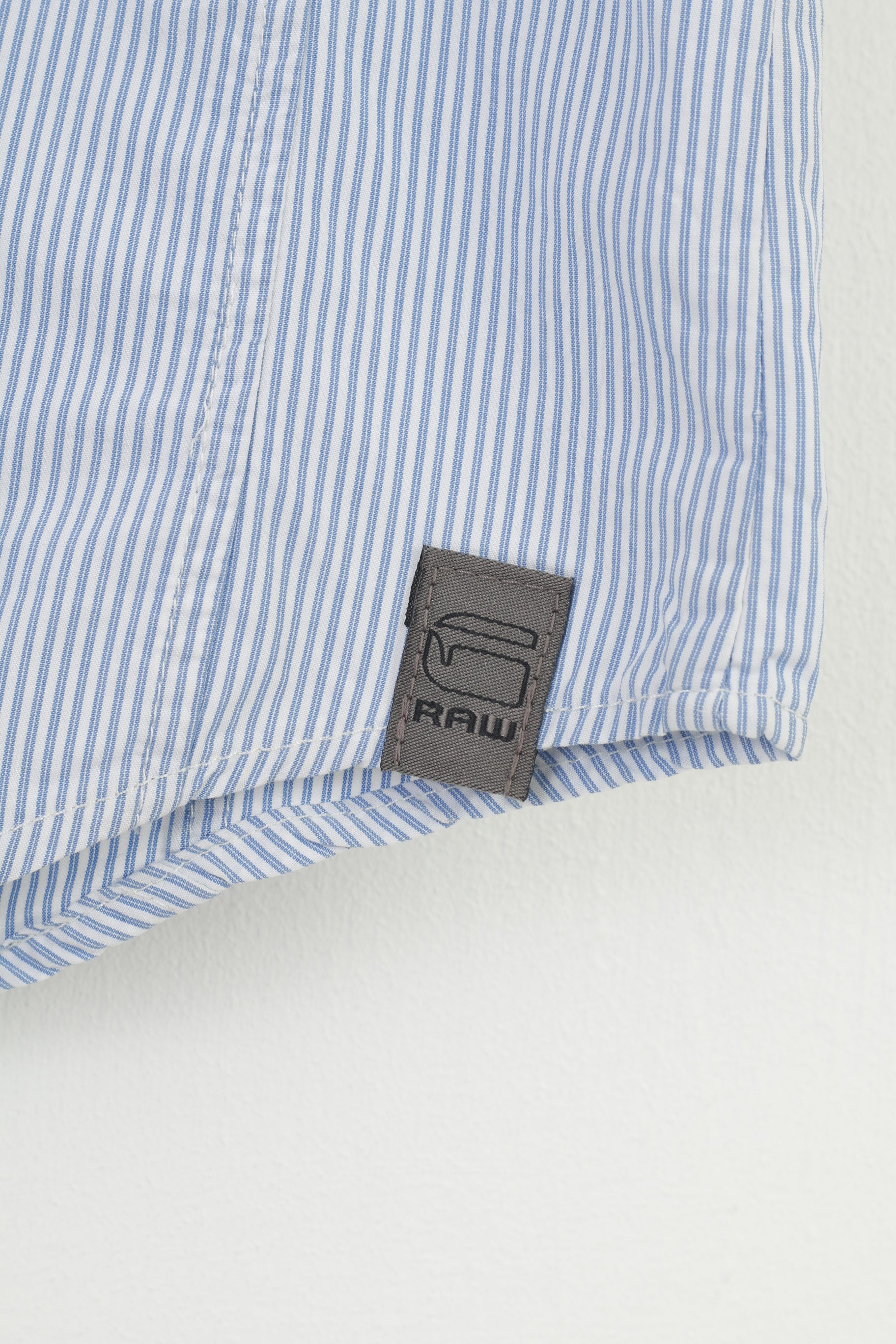 Camicia casual G-Star Raw da uomo XXL (XL) Top a maniche corte a righe con tasca in cotone blu