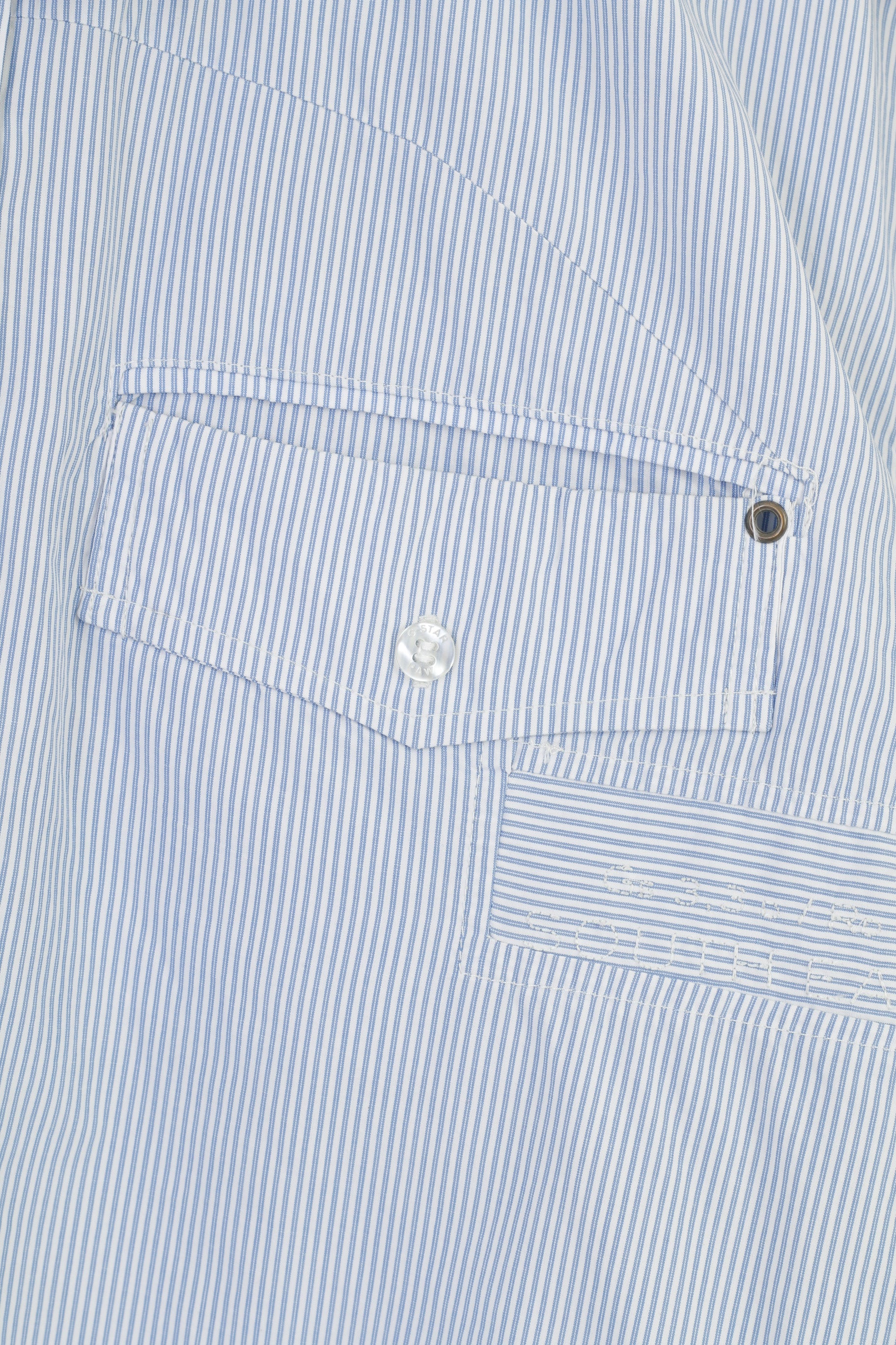 Camicia casual G-Star Raw da uomo XXL (XL) Top a maniche corte a righe con tasca in cotone blu