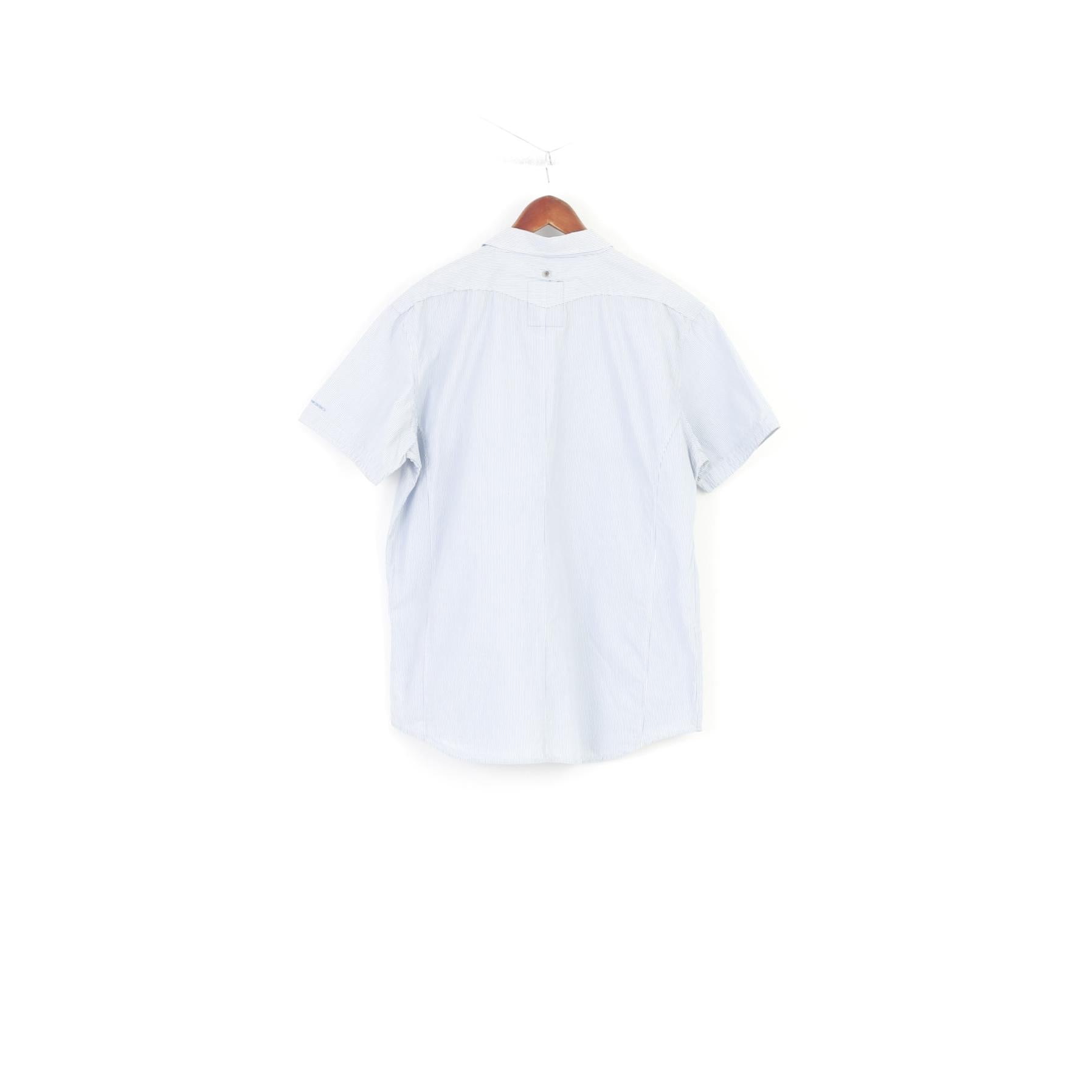 Camicia casual G-Star Raw da uomo XXL (XL) Top a maniche corte a righe con tasca in cotone blu