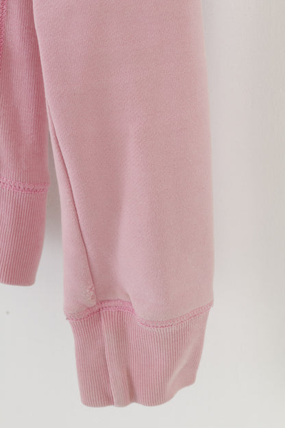 Superdry Women XS Sweatshirt Pink Cotton Full Zipper Hoodie Japan Sport Top
