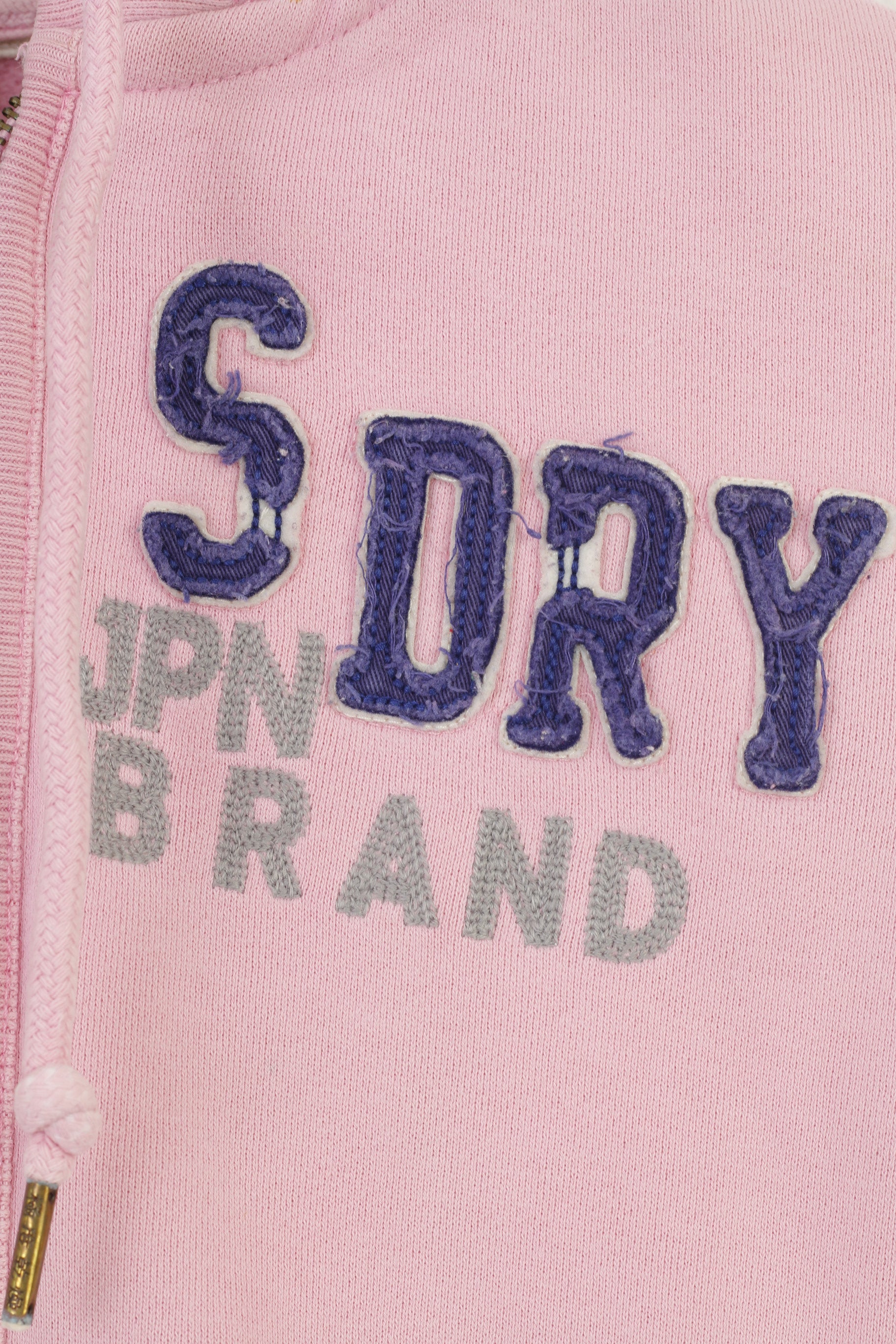 Superdry Women XS Sweatshirt Pink Cotton Full Zipper Hoodie Japan Sport Top
