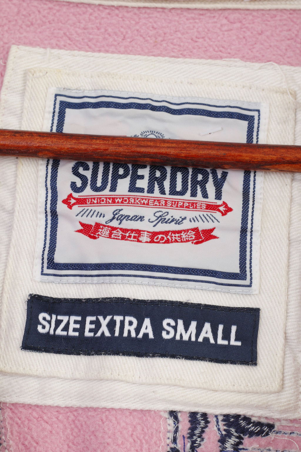 Superdry Women XS Sweatshirt Pink Cotton Full Zipper Hoodie Japan Sport Top