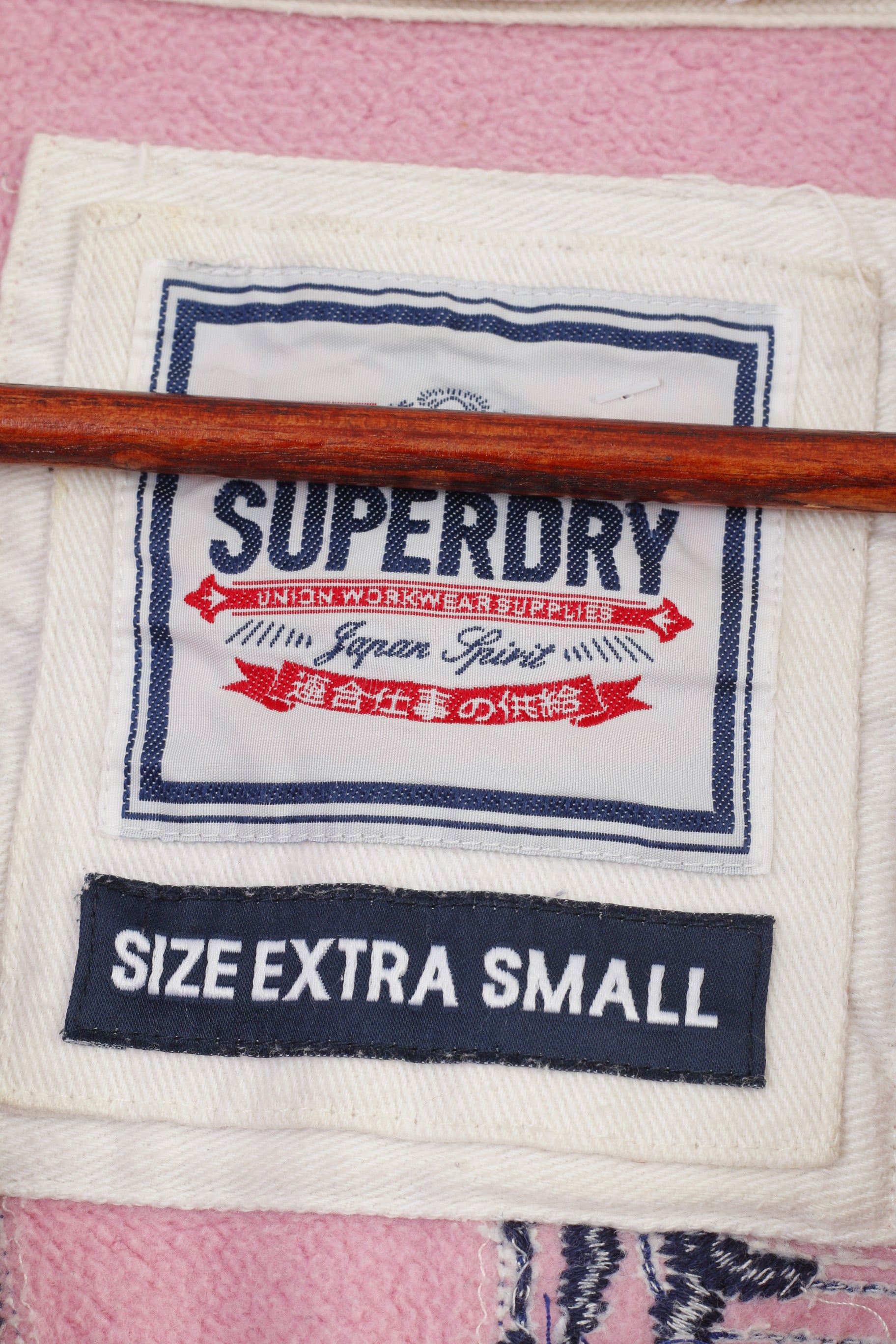 Superdry Women XS Sweatshirt Pink Cotton Full Zipper Hoodie Japan Sport Top