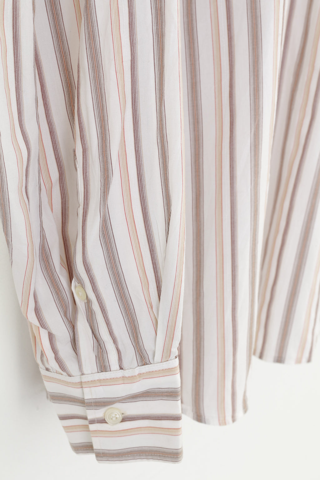 Faconnable Jeans Men M Casual Shirt Striped White Long Sleeve Cotton Classic Top