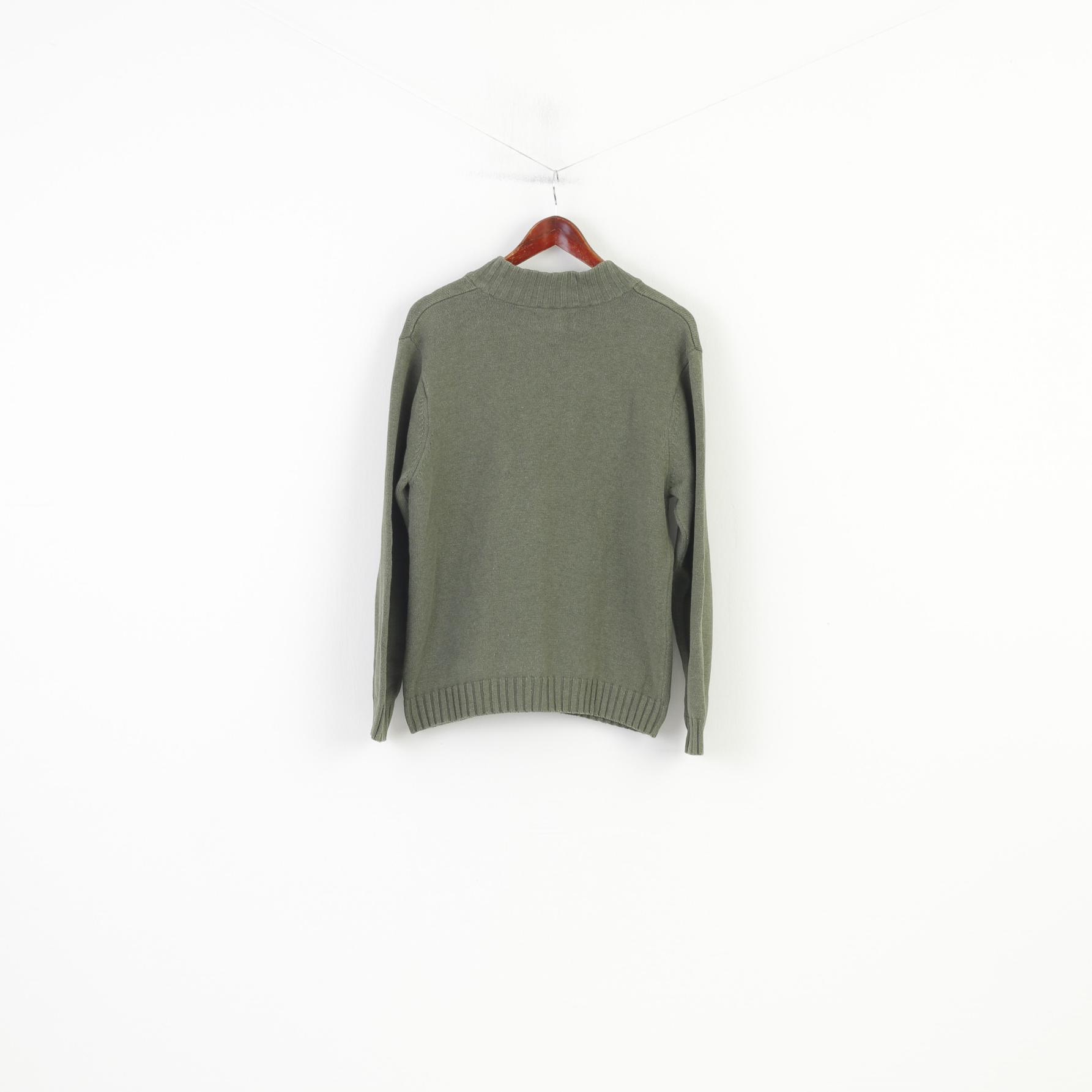 Chaps Men M Jumper Green Cotton Bottoms Collar Sweater Vintage Top