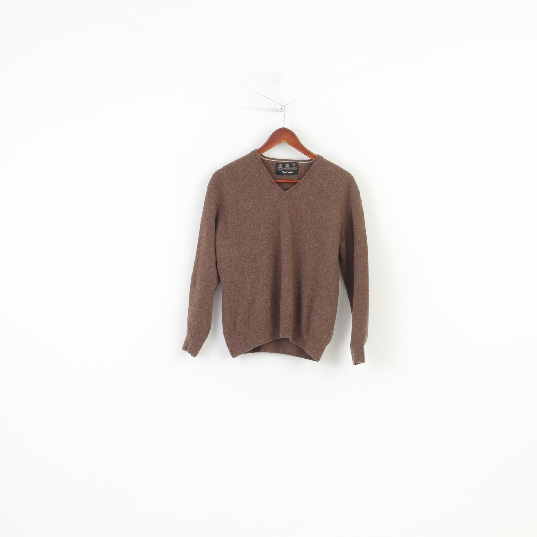 Barbour Men L Jumper V Neck Wool Lightweight Winter Vintage Sweater Scotland Top