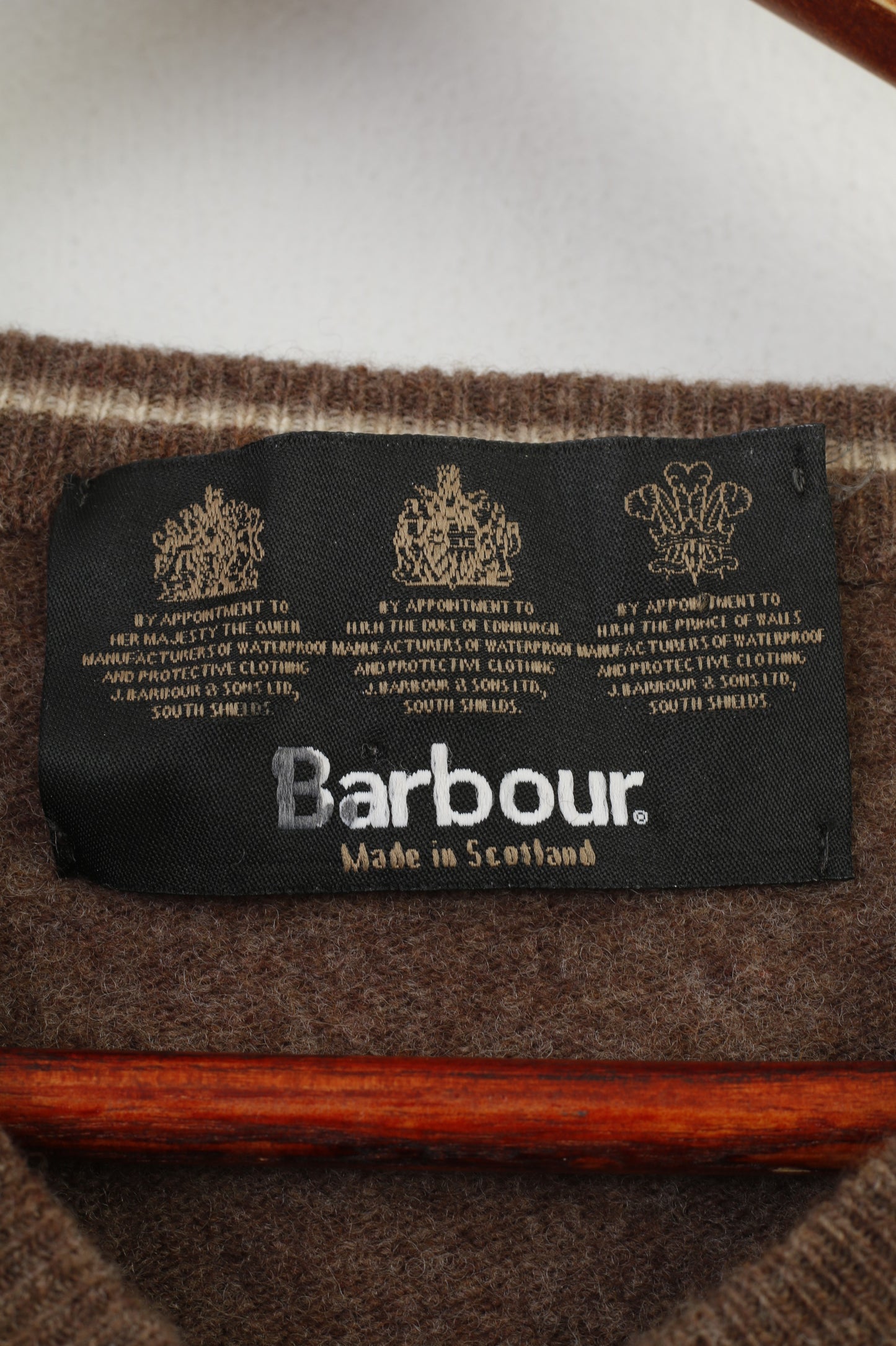 Barbour Uomo L Maglione con scollo a V in lana leggero invernale maglione vintage Scozia Top
