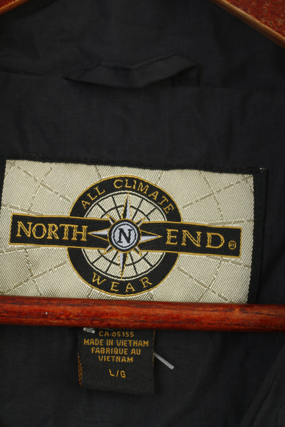 North End Men L Jacket Full Zipper Black Waterproof ConocoPhilips Vintage Detachable Sleeves Top