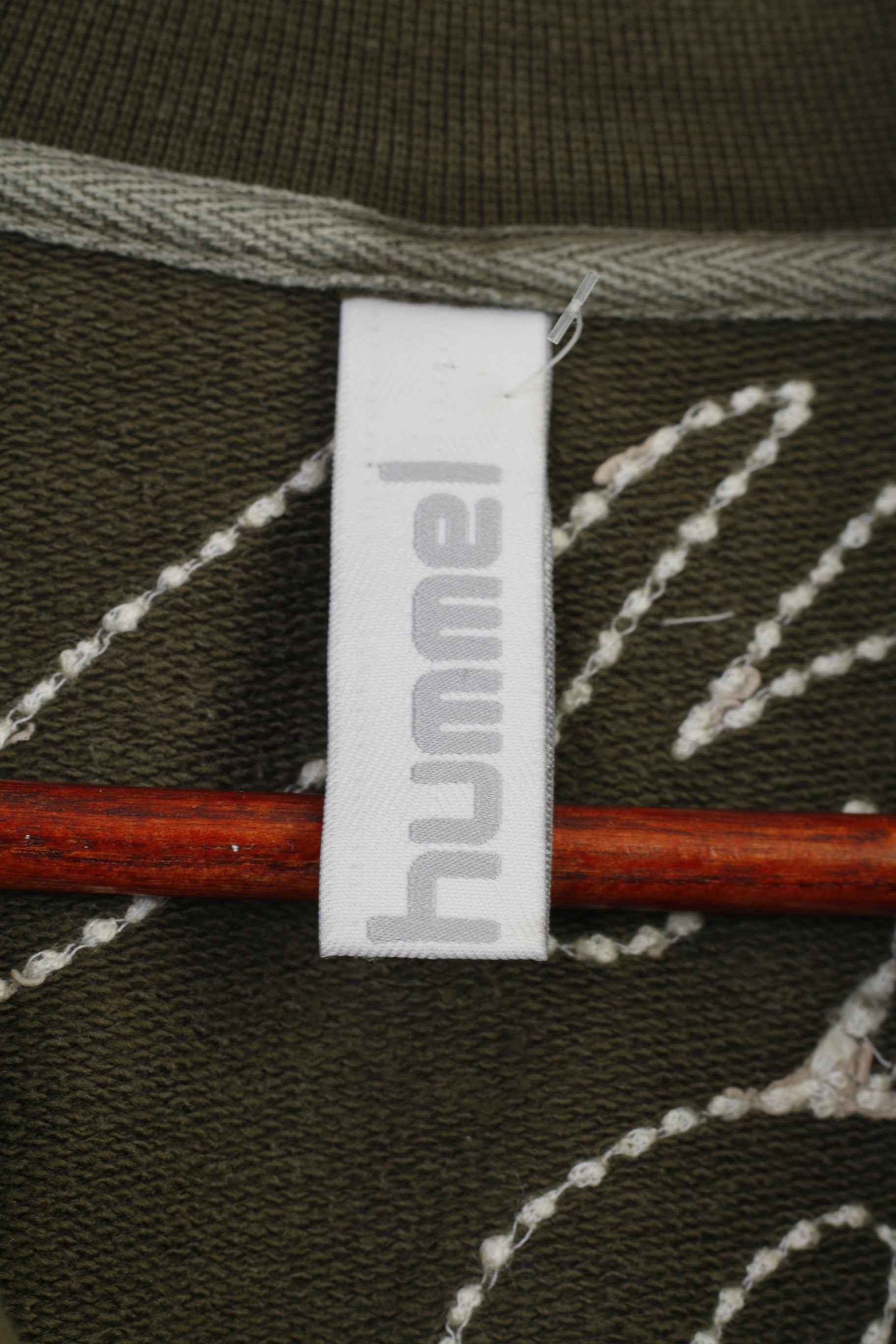 Hummel Women XS Sweatshirt Cotton Hoodie  Green Sport Patches Full Zipper Collar Top