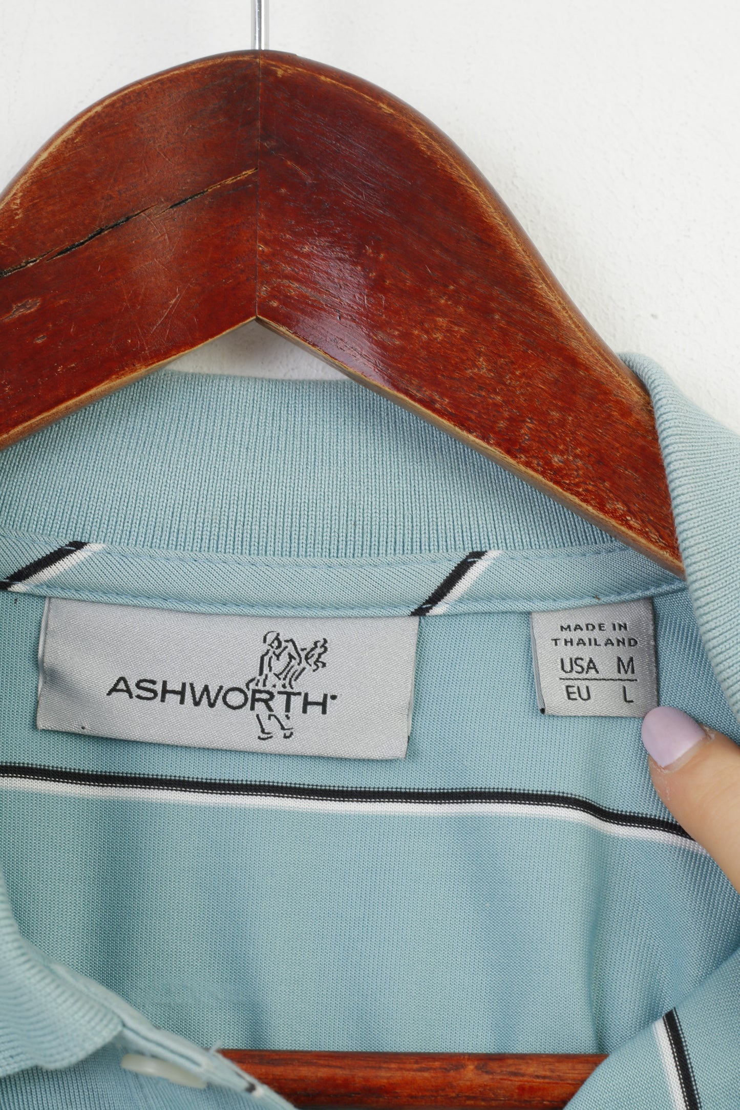 Polo Ashworth da uomo a maniche corte in jersey di cotone menta a righe