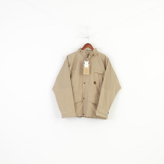 New Gaupa Boys 16 Age Jacket Hooded Beige Full Zipper Norway Outdoor Vintage Pockets Top